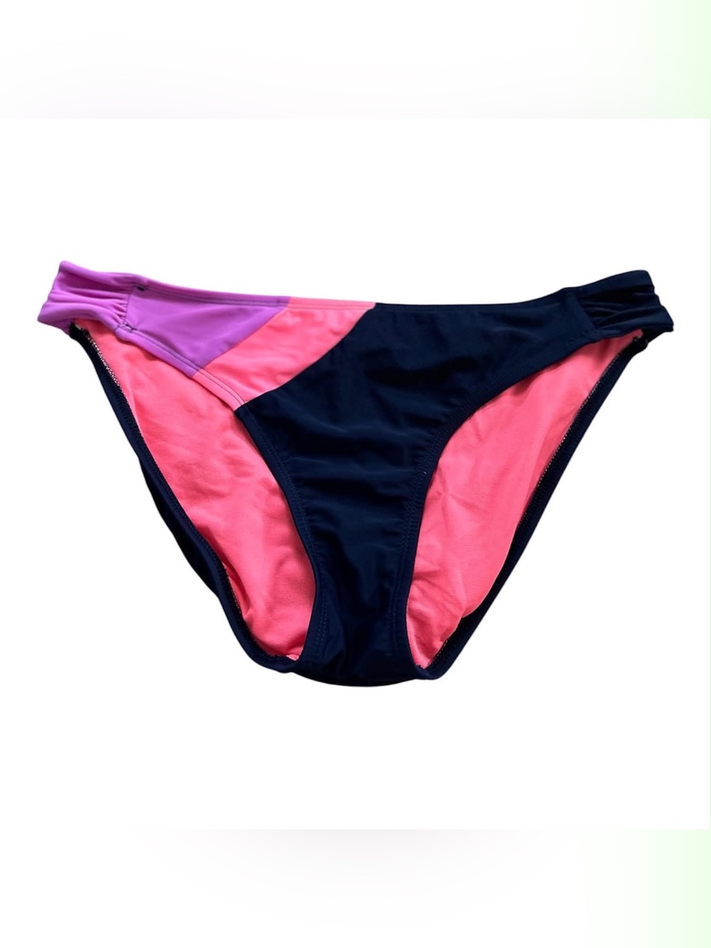 Arizona Jean Company Navy Bikini Bottom with Pink and Purple Panels